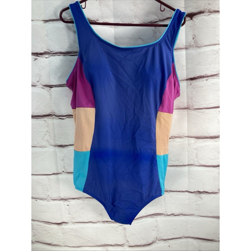 LANDS END Colorful Colorblock One piece Swimsuit Womens Size 20W